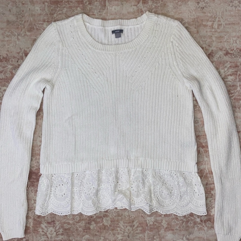 Aerie Knit Sweater with Lace Trim